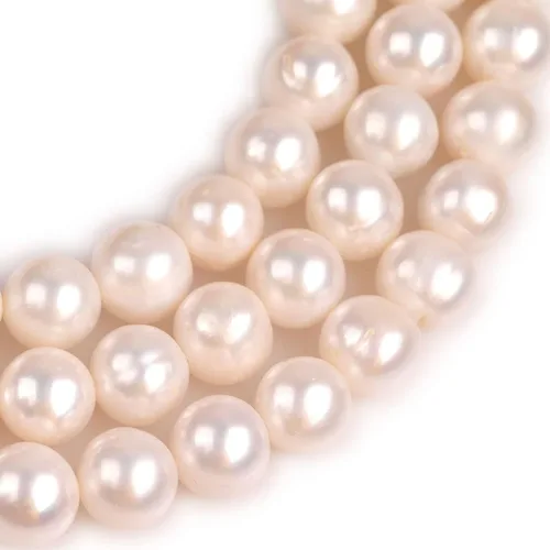 Miniatura 4 de Cuentas de perlas cultivadas de agua dulce para hacer joyas, piedras preciosas naturales semipreciosas de 0.394-0.433 in, color blanco, 15 pulgadas