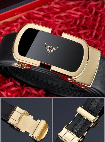 Miniatura 3 de VANNANBA Cinturones de trinquete de cuero para hombre, cinturón de cintura con hebilla automtica, cinturón para hombre con caja de regalo