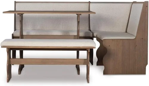 Miniatura 6 de Linon Natasha - Juego de comedor de esquina de madera de transición con asientos tapizados, requiere montaje alguno, asientos hasta 5 personas