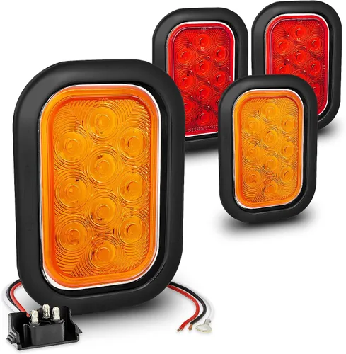 Miniatura 10 de TRUE MODS Kit de 2 luces traseras LED rectangulares rojas de 5x3 3x5 pulgadas [DOT FMVSS 108] [SAE I6 P2 S2 (3) T] [Ojales/Tapones] [Sumergible] Rojo