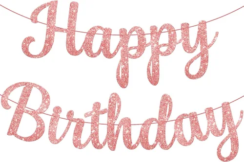 Miniatura 13 de KatchOn Cartel de feliz cumpleaños cursivo negro con purpurina, pre-encordado, 10 pies, cartel de feliz cumpleaños para mujeres, hombres, niños
