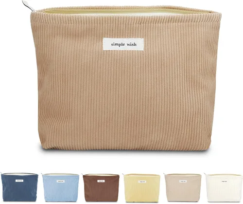 Miniatura 33 de Sminra Bolsa de Maquillaje Bolsa de Cosméticos Bolsa de Aseo de Lona Preppy para Mujeres Linda Bolsa con Cremallera Organizador Accesorios de Viaje