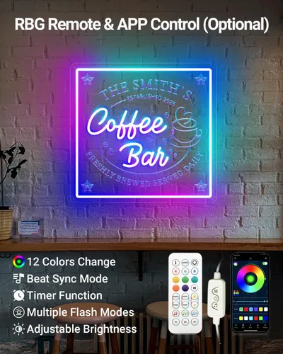 Miniatura 5 de Letreros de neón personalizados para decoración de pared, letreros de neón personalizados regulables para estación de café, tienda, cocina, regalo