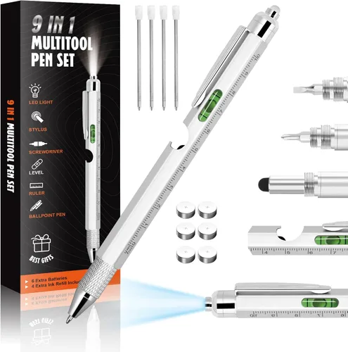 Miniatura 12 de Geniales regalos de bolígrafos para hombres, gadget de bolígrafo tecnológico multiherramienta 6 en 1 para él, regalo divertido para Navidad, Día