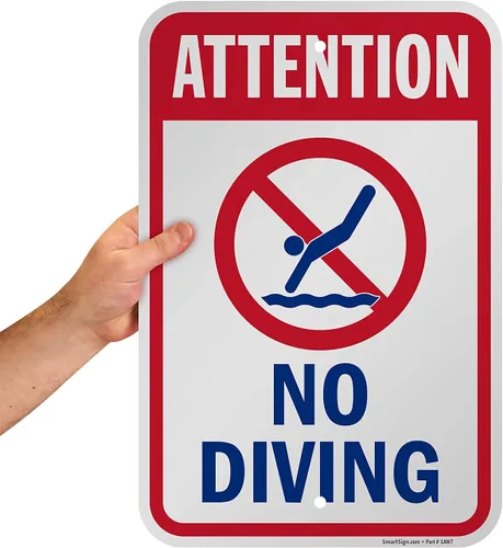 Miniatura 8 de SmartSign Letrero "Attention - No Diving" Aluminio de 12 x 18 pulgadas