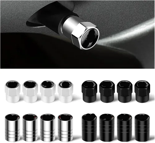 Miniatura 4 de 4 tapas de metal para válvulas de neumáticos de automóvil, accesorios compatibles con (negro largo)