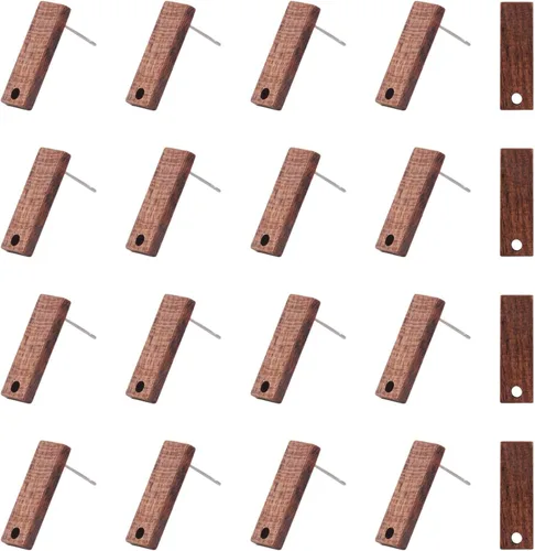 Miniatura 15 de FASHEWELRY 32 piezas de pendientes de madera para pendientes de madera de 0.59 pulgadas (0.591 in) pendientes de madera redondos planos en blanco