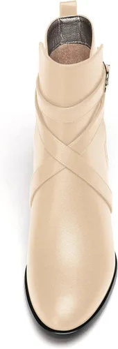 Miniatura 3 de WAYDERNS Botas altas de tobillo con hebilla casual para mujer, con correa de tobillo sólida mate, tacón bajo y grueso, 2 pulgadas