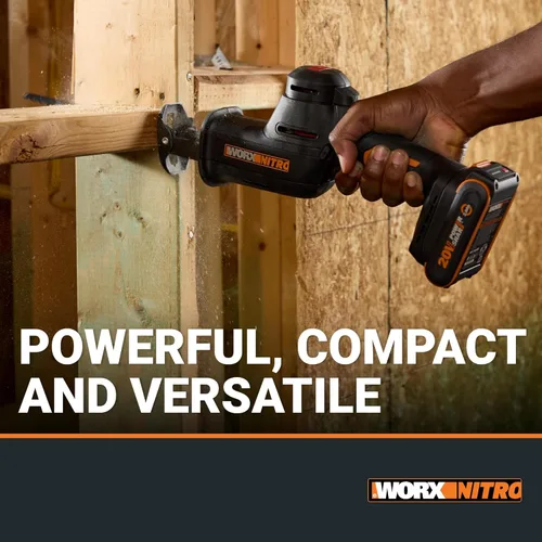 Miniatura 2 de WORX Sierra recíproca inalámbrica compacta de 20 V, longitud de carrera de 1 pulgada, motor sin escobillas para un 50% más de tiempo