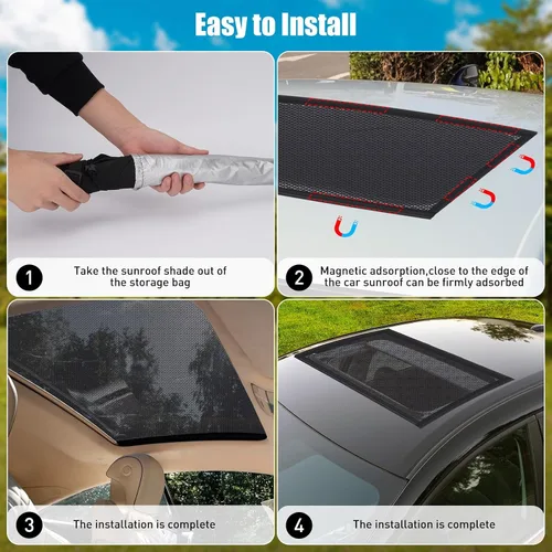 Miniatura 7 de Parasol Magnético para Coche, Pantalla Magnética de Malla Transpirable para Acampar y Estacionar, Protección UV de Instalación Rápida para Techo