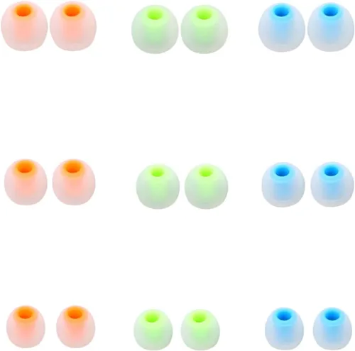 Miniatura 23 de Puntas de repuesto para auriculares, puntas de silicona para los oídos, aptos para agujeros interiores de 0.150 in a 0.201 in, 9 pares S/M/L blanco