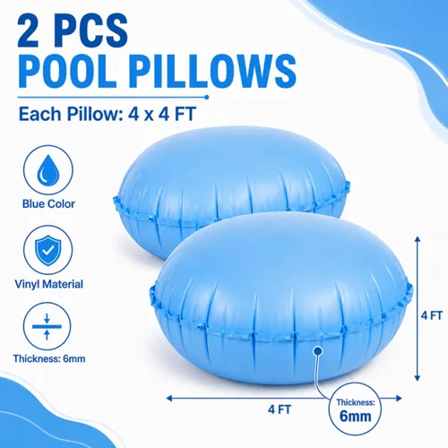 Miniatura 2 de Hungdao 2 almohadas de piscina para sobre el suelo de 4 x 4 pies, cubierta de globo, para invierno, inflable, redonda, para piscina, accesorios
