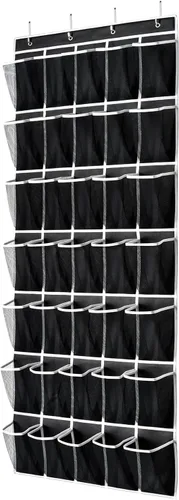 SAVERHO Organizador de zapatos con 35 bolsillos sobre la puerta, organizador de zapatos colgante para puerta con 35 bolsillos de malla, bolsa de