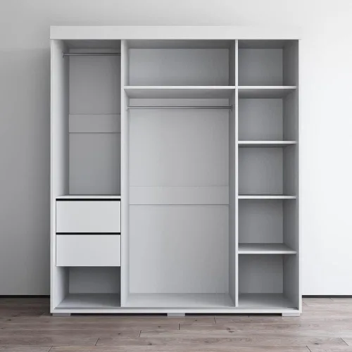 Miniatura 5 de Meble Furniture Aria - Armario 3D con todas las puertas de espejo, amplio almacenamiento con múltiples estantes, armario moderno para dormitorio, 82