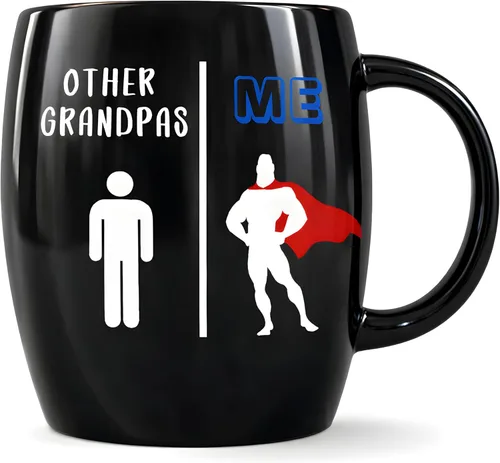 Taza de café divertida de 16 onzas – Diseño de superhéroe de otros abuelos contra mí – Taza de cerámica de doble cara regalo para abuelo, papá o