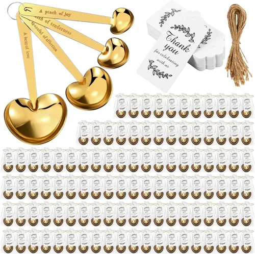 Miniatura 10 de Umigy Juego de 30 cucharas medidoras en forma de corazón, cucharas de té, regalos de boda, baby shower, para invitados, juego de bolsa de organza
