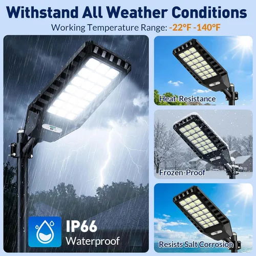 Miniatura 5 de Solar Street Light Outdoor Waterproof, 23” Large Solar Light with Motion Sensor, 6500K Dusk to Dawn Security LED Flood Light, Commercial Outdoor