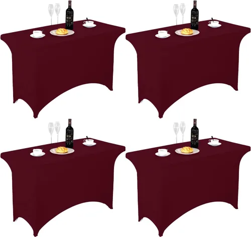 Miniatura 54 de FORLIFE - Funda de mesa de elastano, mantel ajustado de 4 pies para mesas rectangulares, funda elástica para patio, universal para bodas, banquetes