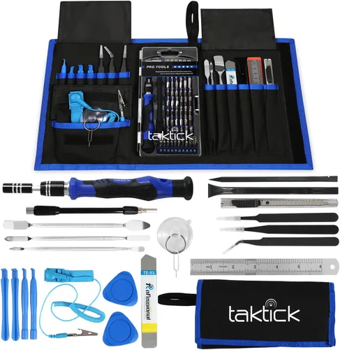 taktick TackTik - Juego de herramientas de destornillador de precisión de 80 piezas con múltiples puntas, reparación magnética, pinzas, ventosas,