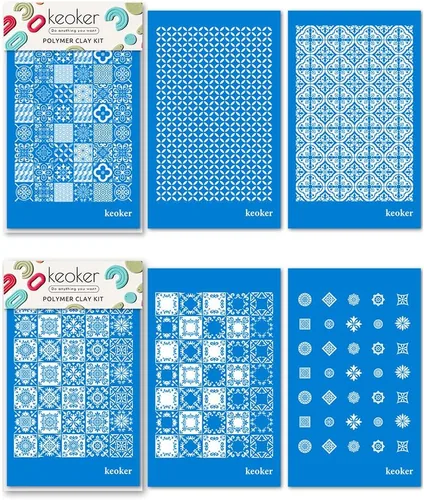 Miniatura 8 de KEOKER Plantillas de pantalla de seda para arcilla polimérica, 3 plantillas de patrón de azulejos