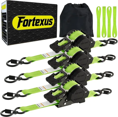 Miniatura 9 de Correas de trinquete retráctiles de 1 pulgada x 12 pies, correas de trinquete retráctiles automáticas, 1760 libras, resistencia a la rotura