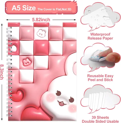 Miniatura 2 de SHANGRLA Álbum de recolección de calcomanías de cubierta plana para niños y adultos, libro organizador en blanco reutilizable para colección