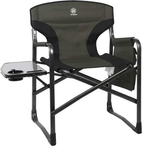 EVER ADVANCED Sillas de director plegables ligeras para exteriores, silla de camping de aluminio con mesa auxiliar y bolsa de almacenamiento, Verde