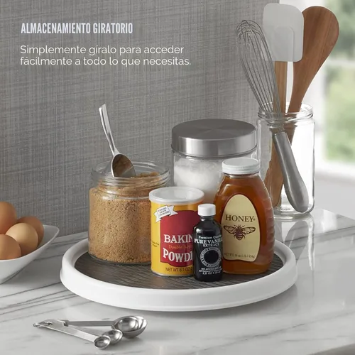 Miniatura 3 de Copco 5234754 Plato Giratorio Lazy Susan Antideslizante para Despensa, 12 Pulgadas, Blanco/Aguamarina