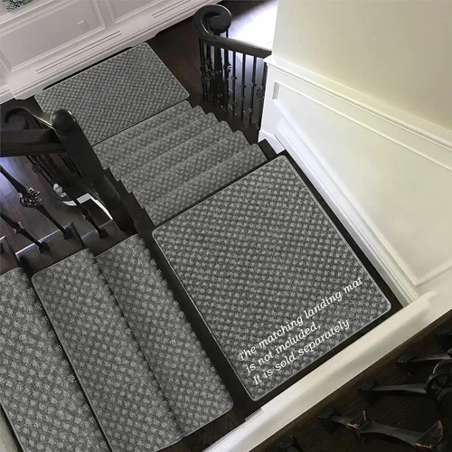 Miniatura 9 de PURE ERA Bullnose - Juego de peldaños de alfombra para escaleras sin cinta, antideslizantes, protectores de escaleras para interiores, alfombras