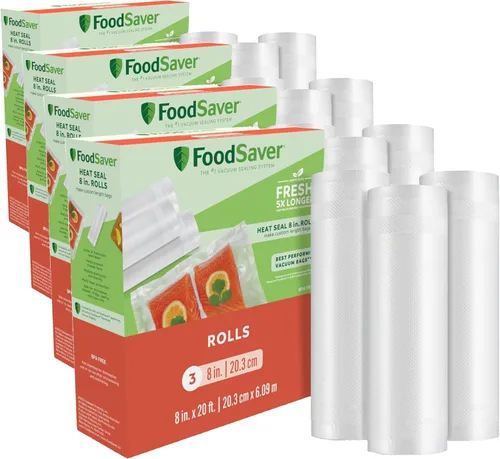 Miniatura 9 de FoodSaver Bolsas selladoras al vacío de ajuste personalizado, almacenamiento hermético de alimentos y rollos Sous Vide, sin BPA, 11 x 16 pies