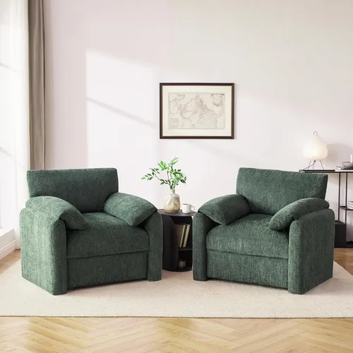 Miniatura 12 de Howjoe Sillón Extragrande de Chenilla, Sillas de Acento de 38.6 Pulgadas de Ancho para Sala de Estar y Dormitorio Silla de Descanso Moderna, Silla