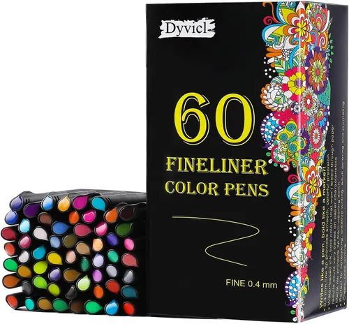 Dyvicl Bolígrafos planificadores de diario, bolígrafos de colores, 60 colores de 0.016 in, juego de rotuladores de punta fina, bolígrafos de dibujo