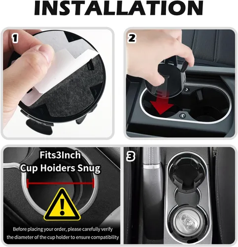Miniatura 6 de 2 piezas de inserto para portavasos de coche, inserto para portavasos de coche 2026 mejorado con brazo de sujeción adaptable, portavasos