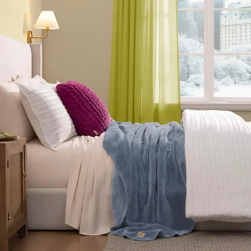 Miniatura 2 de UGG Manta de Felpa Full/Queen, Manta Mullida de Vellón para Cama, Lujosa y Acogedora Manta de Gran Tamaño para Sofá, Ropa de Cama Queen Azul
