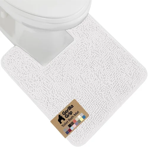 Miniatura 60 de Gorilla Grip - Tapete de baño afelpado, absorbente, peludo, de felpilla, para base de inodoro cuadrada, reverso de goma, suave, de microfibra, claro
