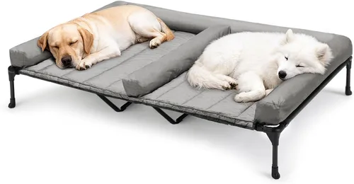 Miniatura 9 de Veehoo Cama elevada refrescante para perros + cojín doble impermeable para dos perros medianos, cama elevada para perros con tapete de apoyo