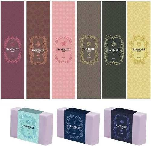 PH PandaHall 90 PCS Cintas de Etiquetas Envolventes Hechas a Mano, 9 Estilos de Envoltorios de Jabón de Papel Kraft Floral, Etiquetas de Papel de