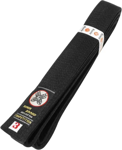 Miniatura 2 de Ronin Deluxe - Cinturón de algodón negro para karate, judo, tae kwon do, aikido, jujitsu artes marciales