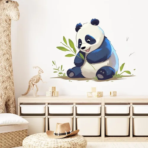 Miniatura 2 de Calcomanías de pared de panda de dibujos animados, calcomanías de pared de animales para niños, removibles, despegar y pegar, arte de pared