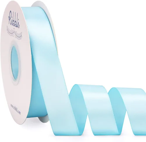 Miniatura 5 de Ribbli - Cinta de satén azul polvoriento de doble cara, 1 pulgada x 50 yardas continuas - Cinta de satén azul polvoriento para envoltura de regalos