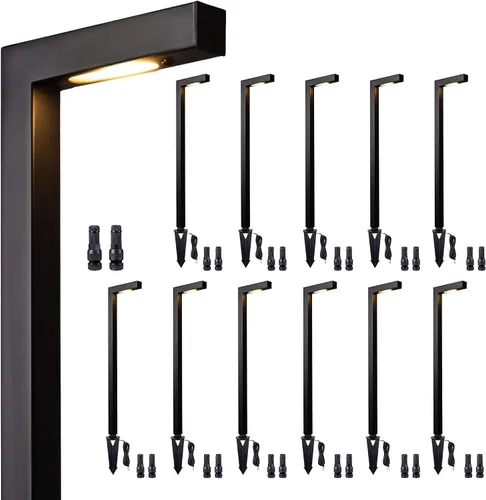Miniatura 12 de Gardenreet Luces de camino de paisaje de latón, luces de camino de bajo voltaje de 12 V con cable, luces de jardín al aire libre LED impermeables