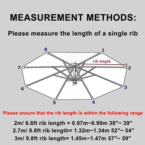 Miniatura 6 de Lona de repuesto para sombrilla de patio, toldo de repuesto para sombrilla de patio, 2M, 2.7M, 3.0M, 6 brazos/8 brazos, sombrilla de jardín, tela