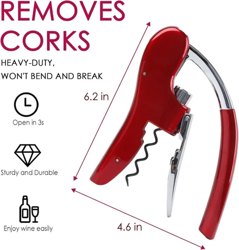 Miniatura 3 de KAYCROWN Abrebotellas de vino, sacacorchos de palanca vertical con diseño de cortador de lámina integrado, sacacorchos de mano manual con bomba