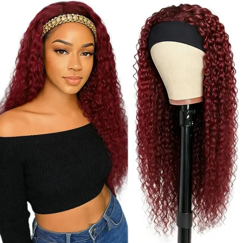 Miniatura 6 de XSY: Peluca de diadema de cabello humano de onda profunda sin pegamento, sin encaje frontal, peluca de diadema rizada, lista para usar y llevar