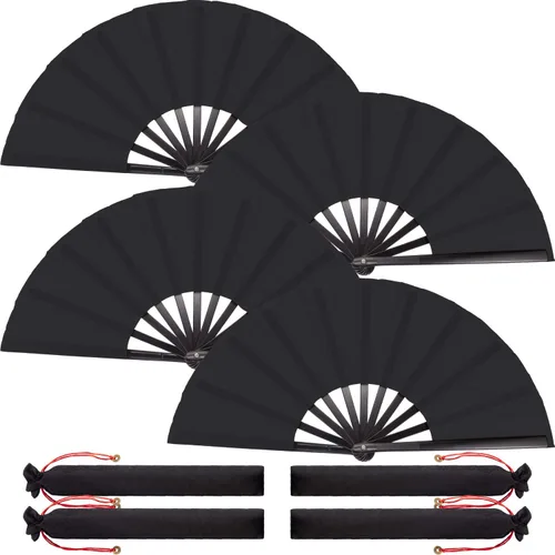 Miniatura 62 de Maitys Paquete de 2 ventiladores de mano plegables grandes de 13 pulgadas, ventiladores chinos de mano grandes para baile de línea, Tai Chi