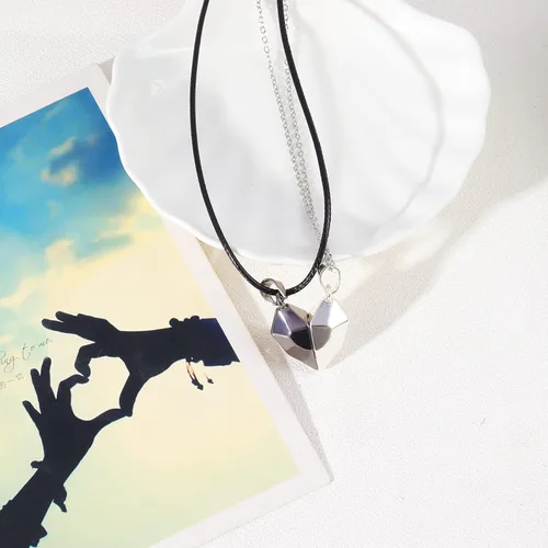 Miniatura 5 de Juego de 4 collares para parejas pulseras magnéticas a juego para novio, novia, parejas, él o ella collares de relación a distancia para parejas.