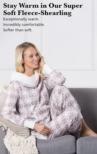 Miniatura 4 de PajamaGram Conjuntos de pijama para mujer - Pijamas de invierno para mujer, cuello vuelto