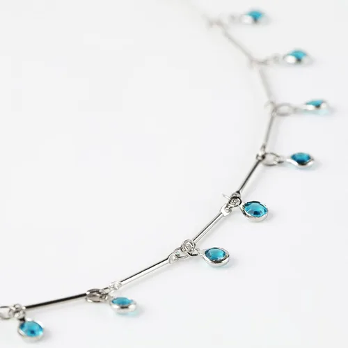 Miniatura 6 de YOUBEIYEE Cadenas de cuentas de cristal azul para hacer joyas, collar de plata de cristal colgante, cadenas para el tobillo, cadenas de bricolaje a