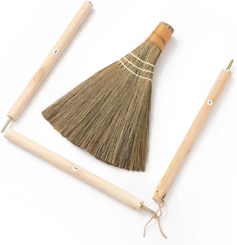 Miniatura 3 de Escoba barredora hecha a mano – Escoba de paja suave vietnamita para limpieza – Decorativa 9.45 pulgadas de ancho, 52.37 pulgadas de largo