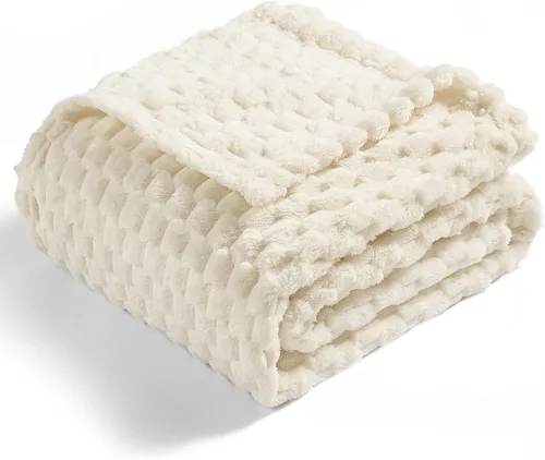 Miniatura 100 de Vessia - Manta de forro polar de franela (50x70 pulgadas), manta 3D de jacquard negra, esponjosa y cálida para sofá, sillón, cama, silla, 300GSM